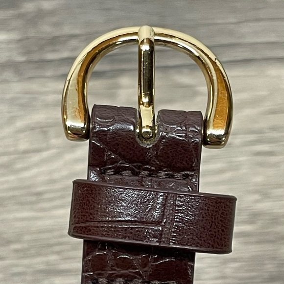 Steve Madden Women's Belt Textured Brown/Gold Buckle L. 42 In. - Picture 4 of 6